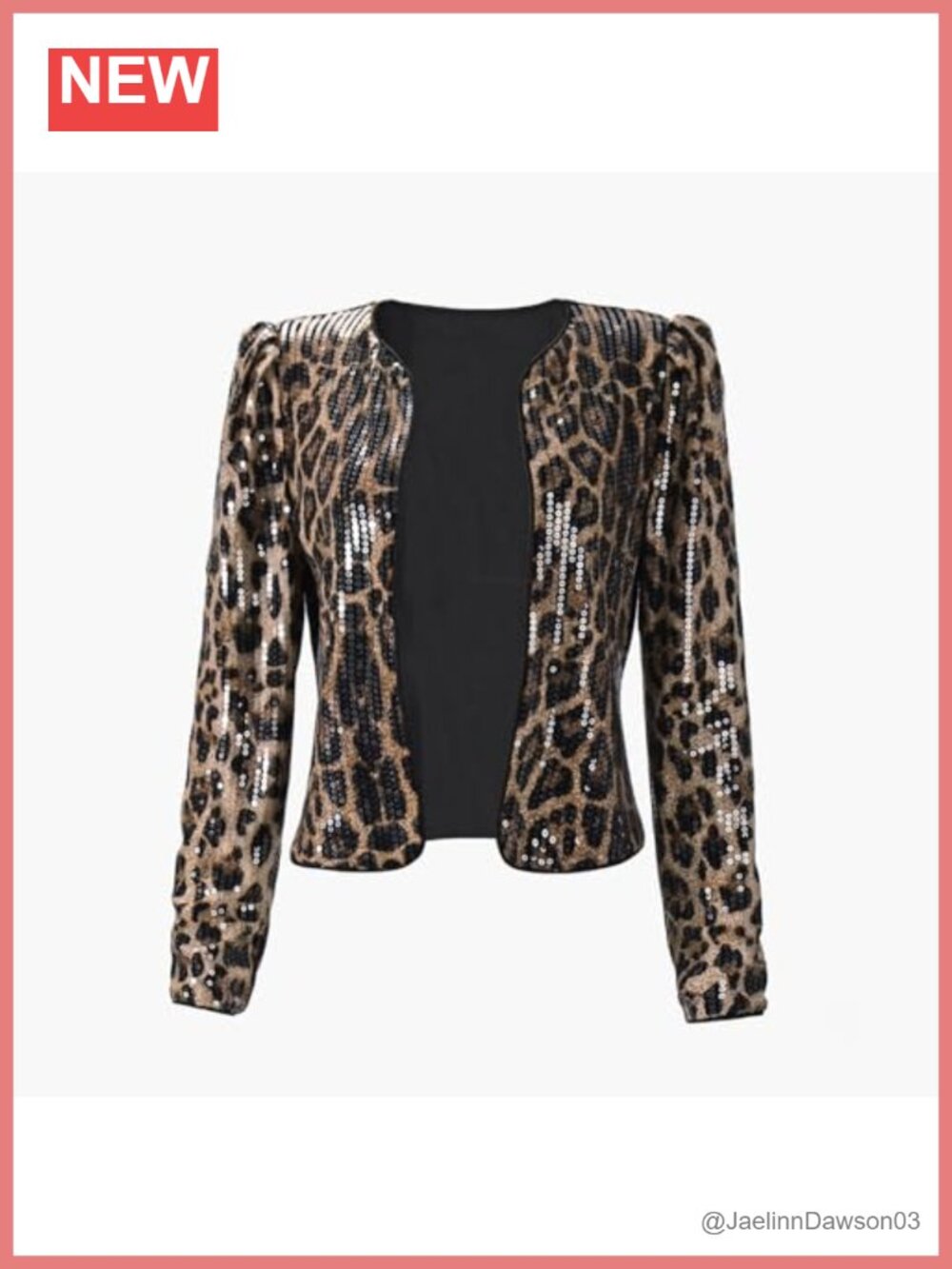 Sequin Blazer Jacket Long Sleeve Sparkle Cardigan, Cropped Slim Fit, 95% - Picture 3 of 5